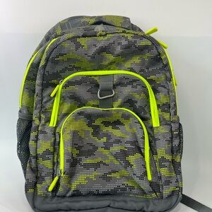 Pottery Barn Teen Gray and Neon Yellow Camo Backpack